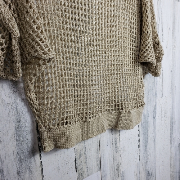 Dots tan knit oversized cover up top size small - Picture 3 of 9